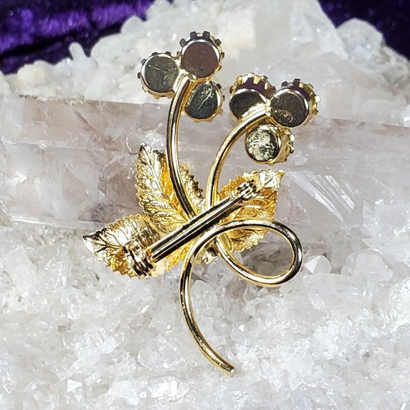 STUNNING Two Flower Clear Rhinestone Brooch/Pin - Picture 5 of 7